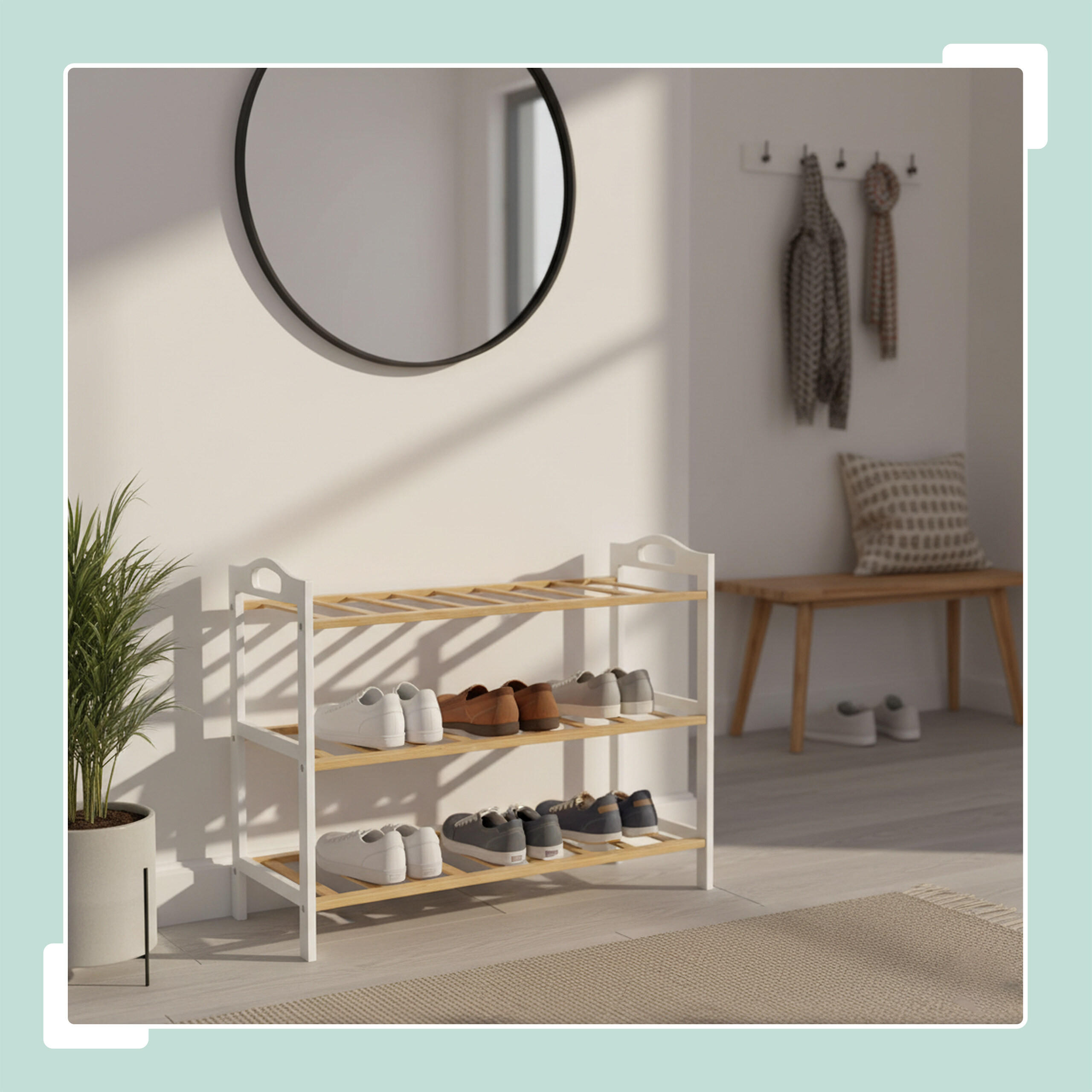 SCHUHREGAL - Hellbraun, Holz (70/48/25cm) - Relaxdays