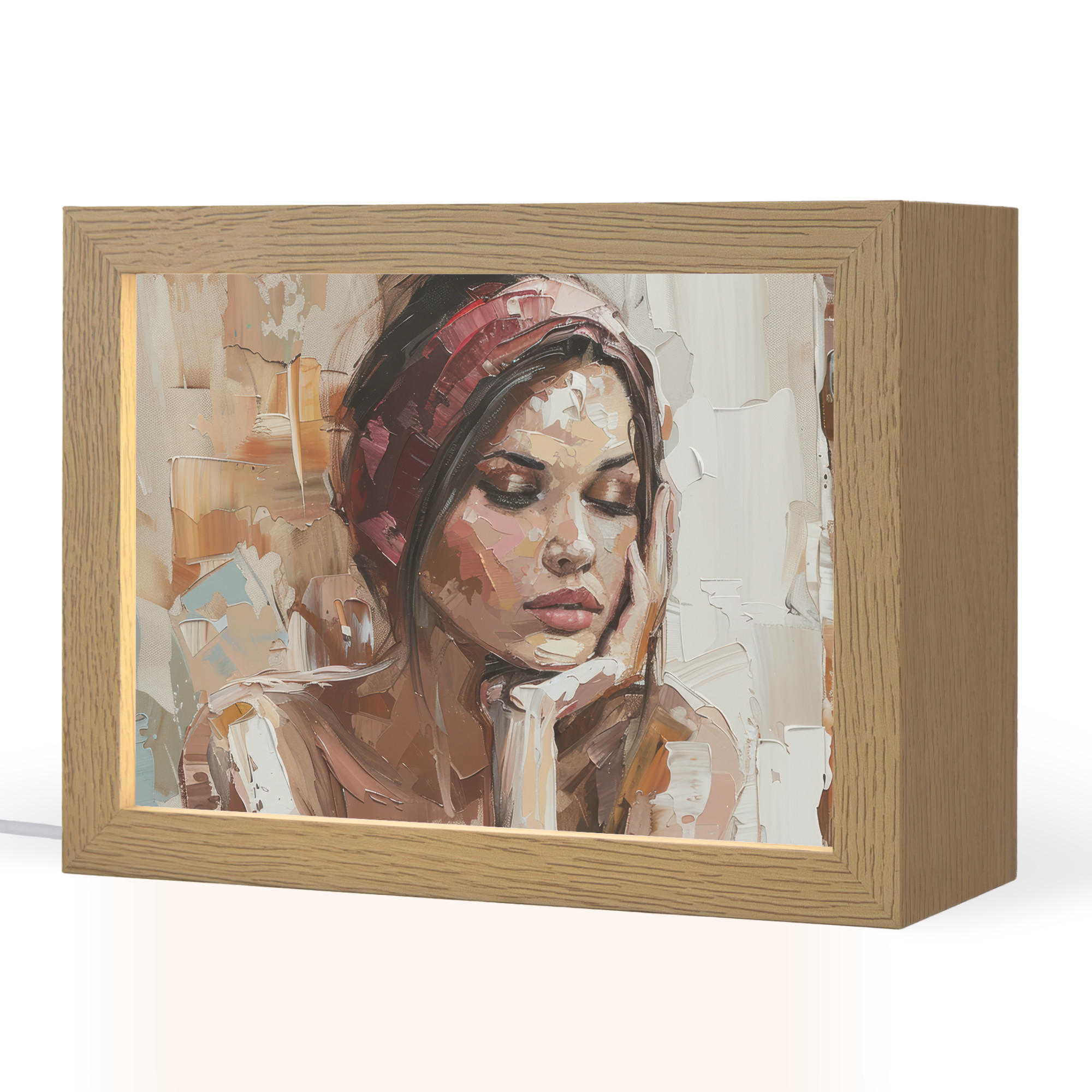OnlyWow STOLNÍ LAMPA Žena - vzhled malby - portrét - moderní 20x15 cm