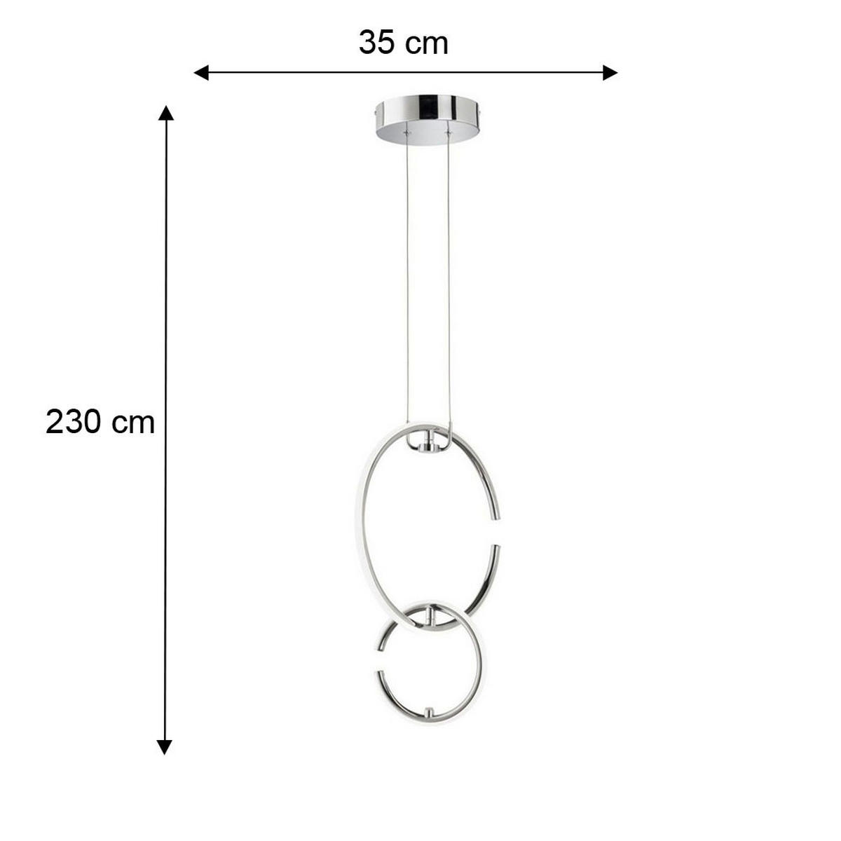 LED HÄNGELEUCHTE Ringe Silber Chrom - Silberfarben, Metall (35/21/230cm) - Wofi
