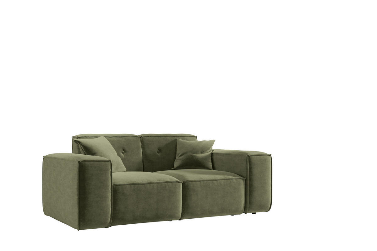 SOFA Zweisitzer Pula Stoff Perfect Harmony Grün - Grün, Holz (186/73/88cm) - Kaiser Möbel