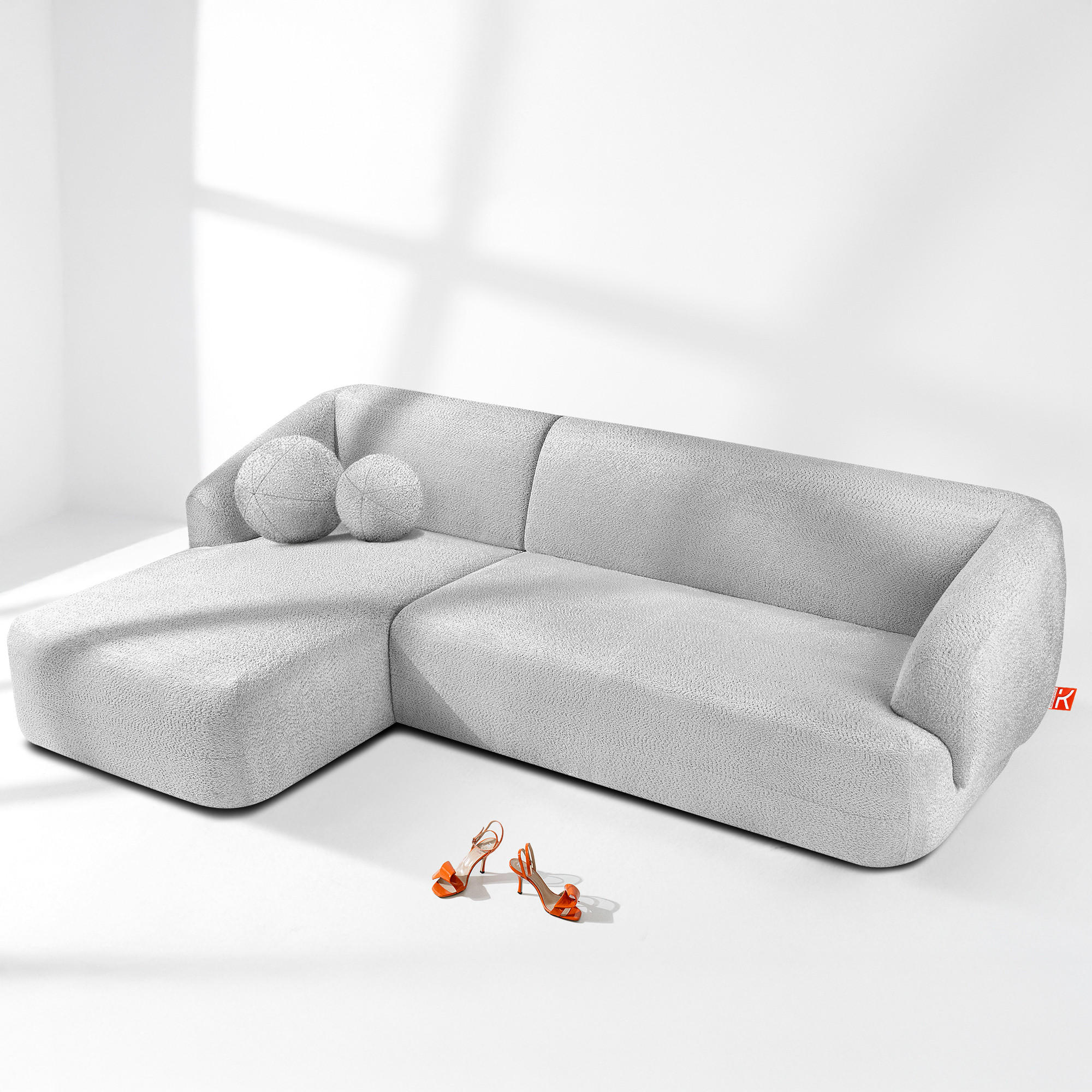 ECKSOFA LINKS VIRA, Grau, Chenille - Schwarz/Grau, Holz/Holzwerkstoff (300/160cm) - KONSIMO®