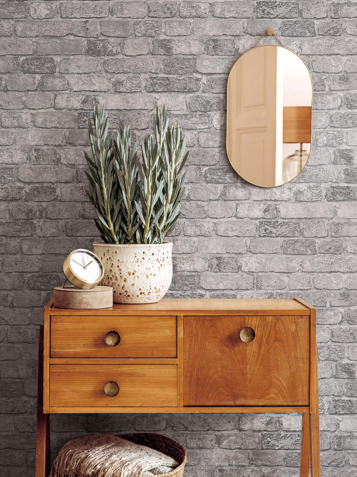 VLIESTAPETE Steinoptik Tapete grau - Grau, Papier (53/1005cm) - marburg