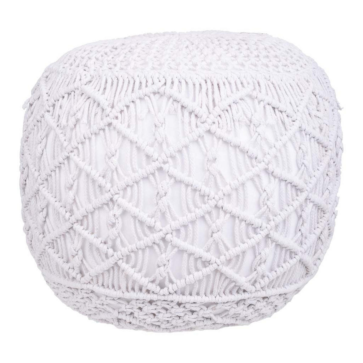 POUF aus Baumwolle, weiß, 45x40cm - Weiß, Textil (45/40/45cm) - Wanderlust