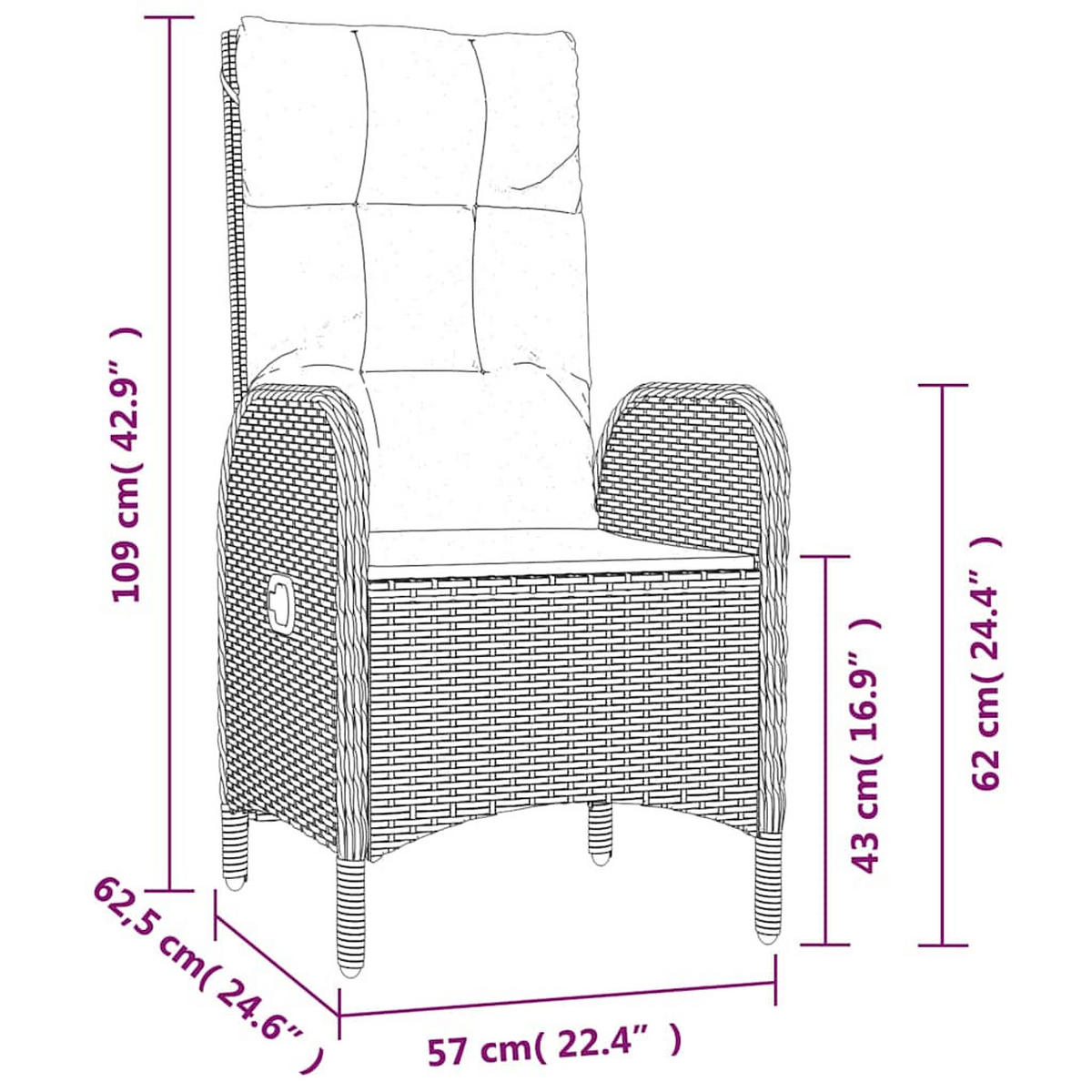 GARTENSTÜHLE 2er Set Poly Rattan Schwarz - Schwarz, Kunststoff (58/108/63cm) - vidaXL