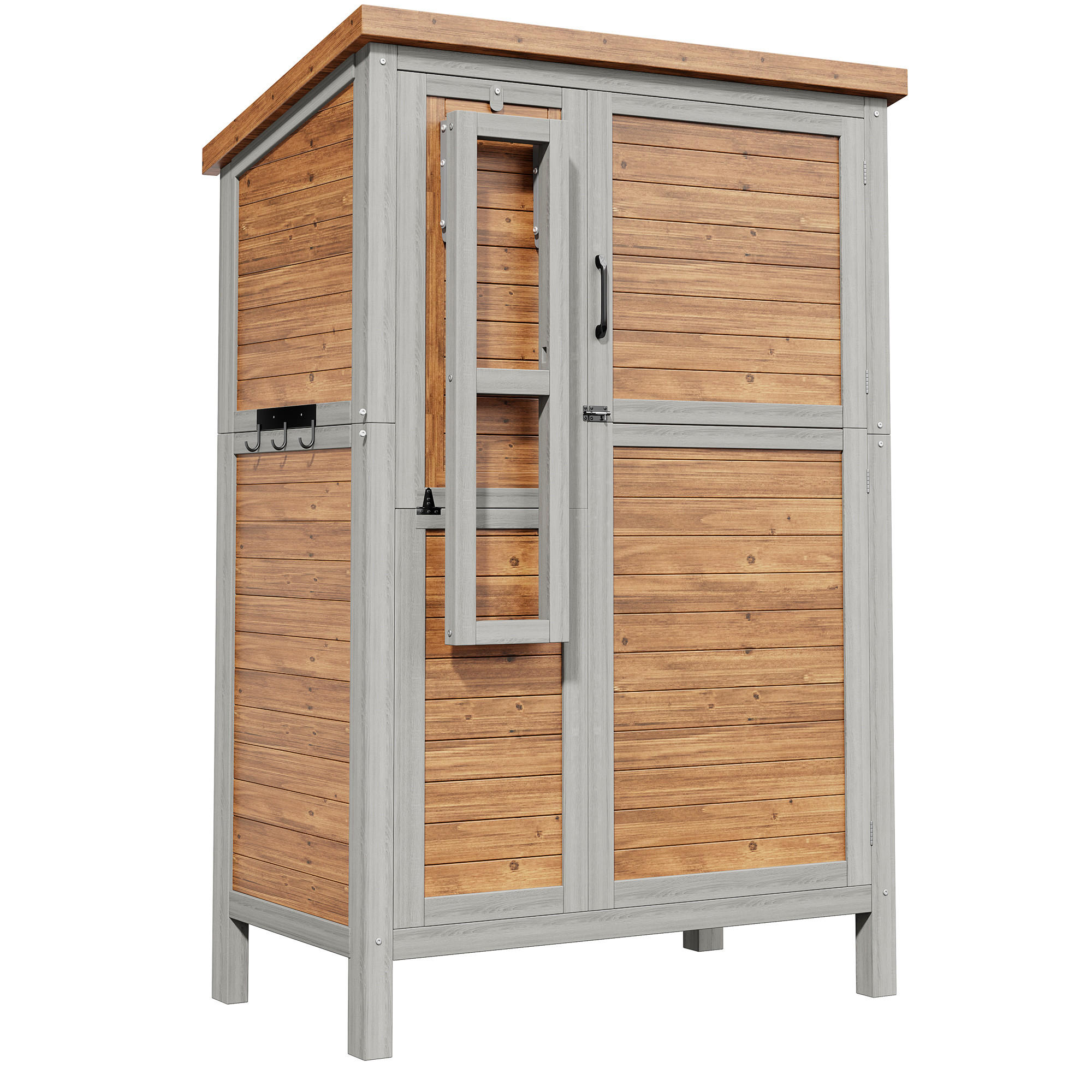 GARTENSCHRANK Tannenholz mit ausklappbarer Arbeitsplatte - Braun, Holz (46/160/86cm) - ComfortXL