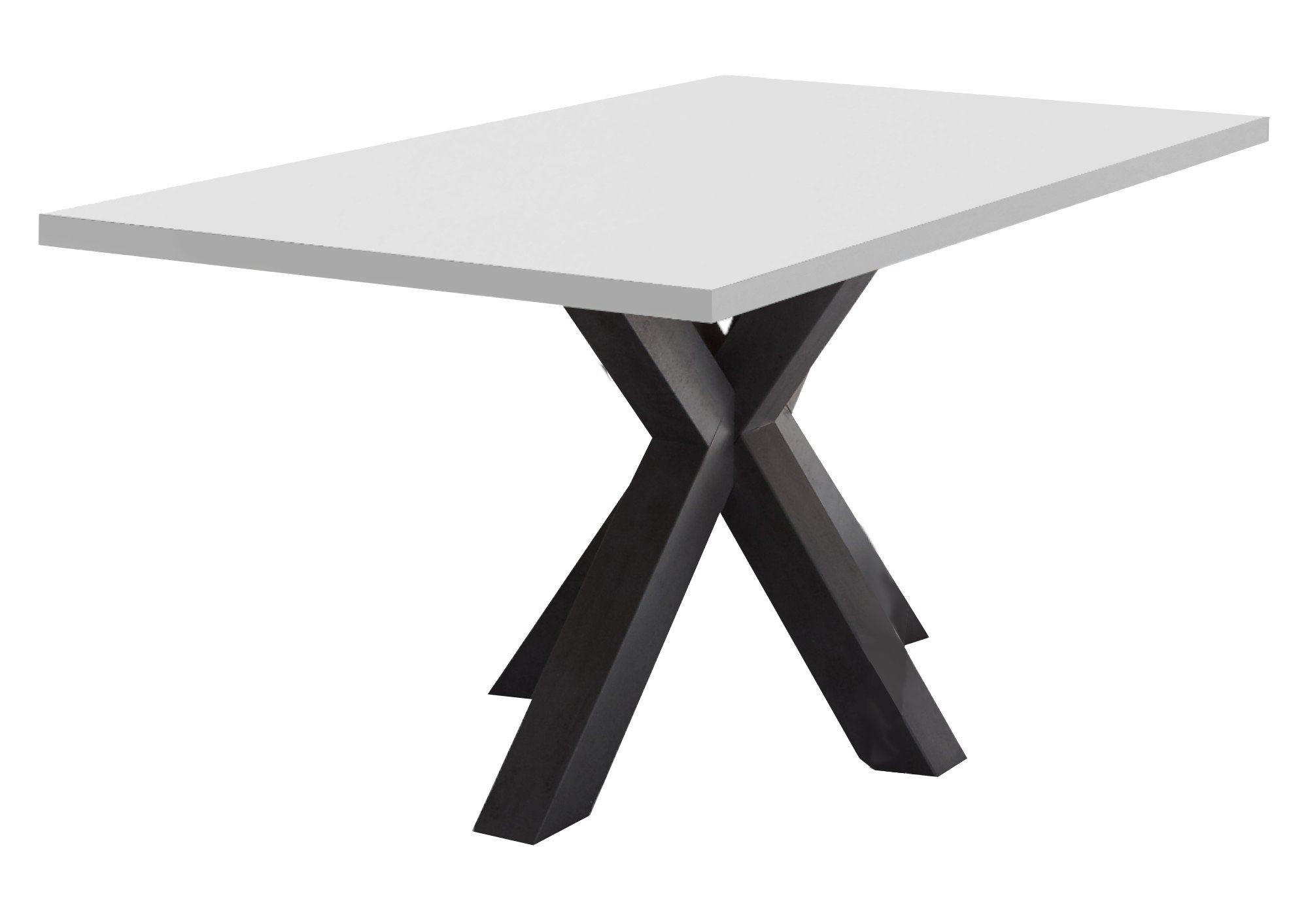 ESSZIMMERTISCH Elda 2 200 x 100 x 75 Esstisch Schwarzstahl/Weiß Matt Lack - Weiß, Holz (200/100/75cm) - 58aufmkessel