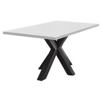 ESSZIMMERTISCH Elda 2 140 x 90 x 75 Esstisch Schwarzstahl/Weiß Matt Lack - Weiß, Holz (140/90/75cm) - 58aufmkessel