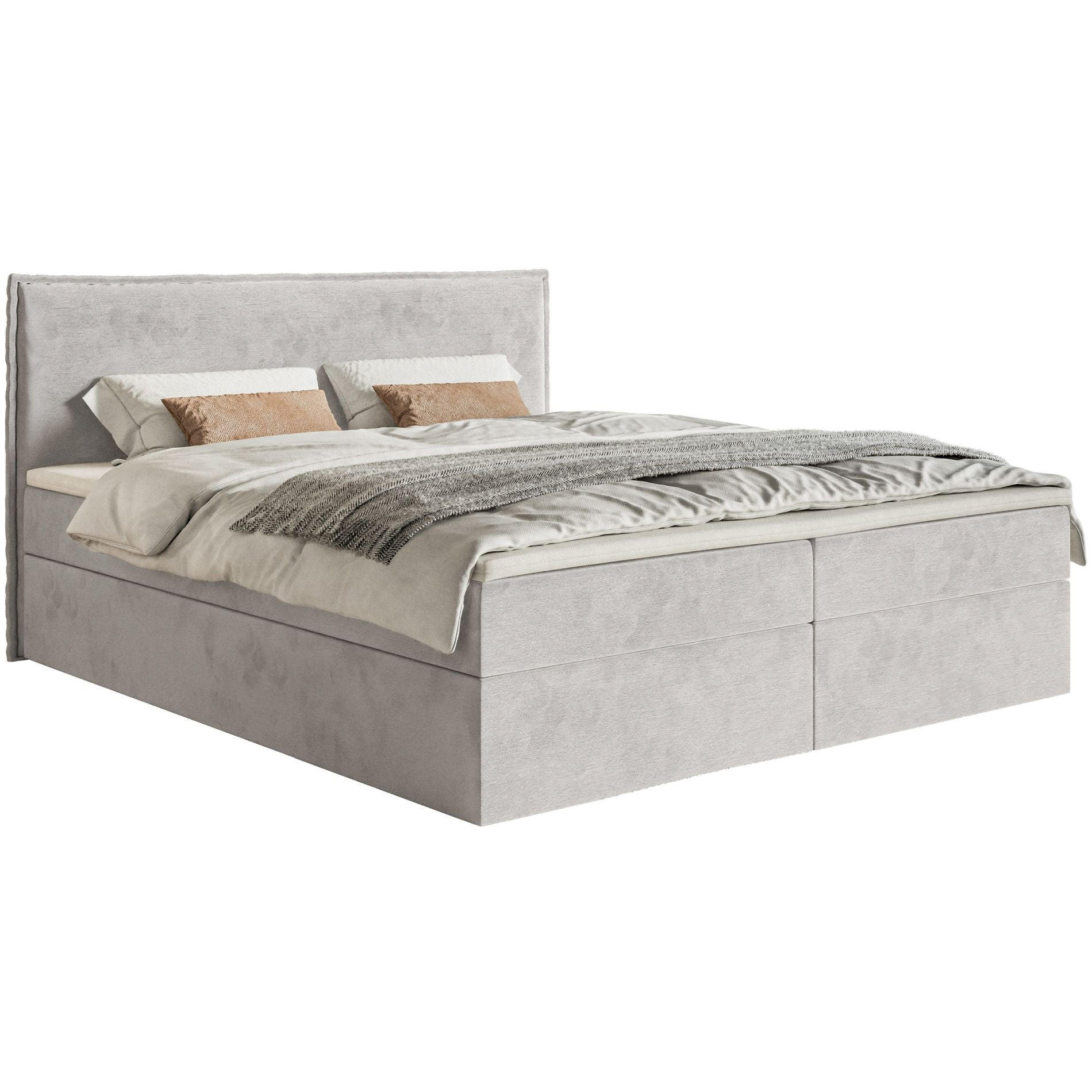 BOXBETT Softie Hellgrau Velours wasserabweisend 180x200 cm - Hellgrau, Textil (180/200cm) - Selsey