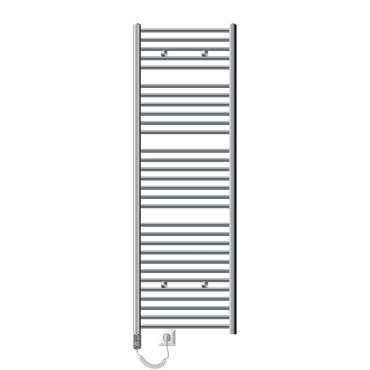 BADHEIZKÖRPER elektrisch Sahara 600x1800 mm Chrome gerade mit Heizstab 1200W - Chromfarben, Metall (3/180/60cm) - LuxeBath