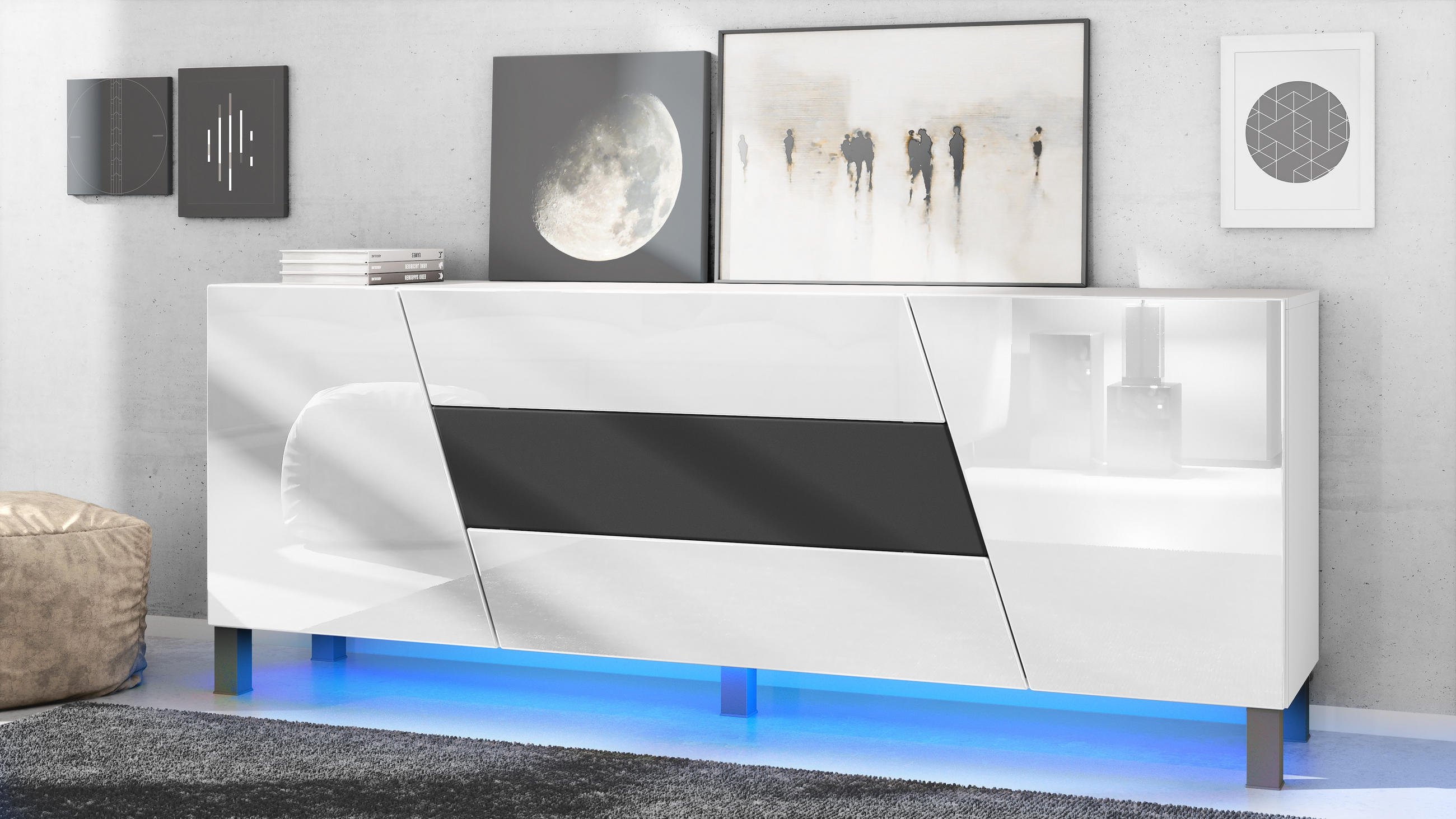 SIDEBOARD Houston Schwarz matt - Schwarz, Holzwerkstoff (178/69.5/38.5cm) - Vladon