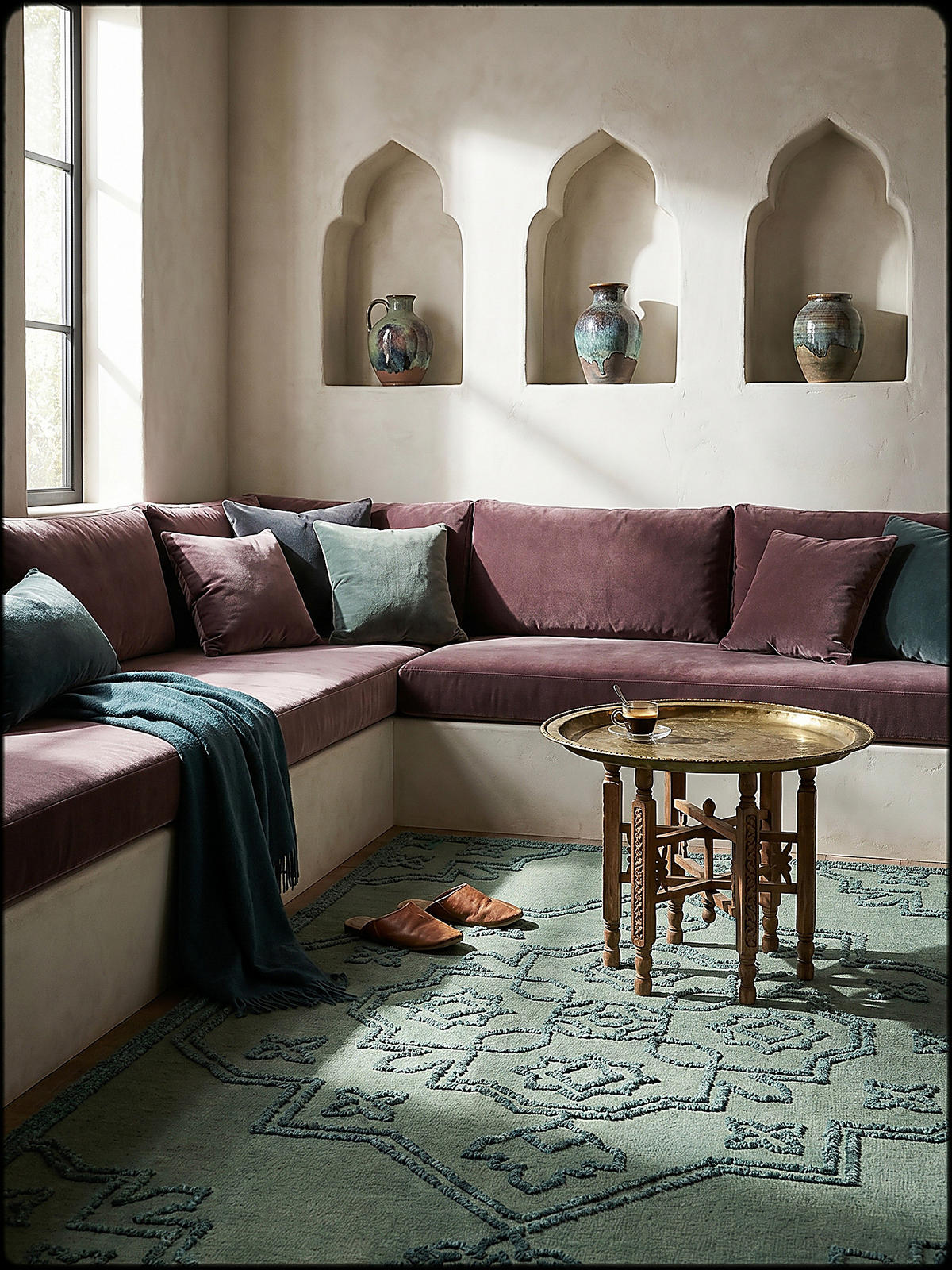 TEPPICH aus Wolle TINGIR in Entenei-Blau, abstrakt, 200 x 290 cm - Blau, Textil (290/200cm) - KADIMA DESIGN