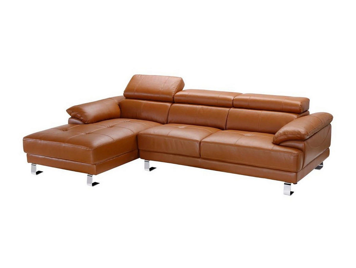 SOFA - 5 Personen - leder - camel Excelsiora - Hellbraun, Leder/Metall (265/74/165cm) - Vente-Unique