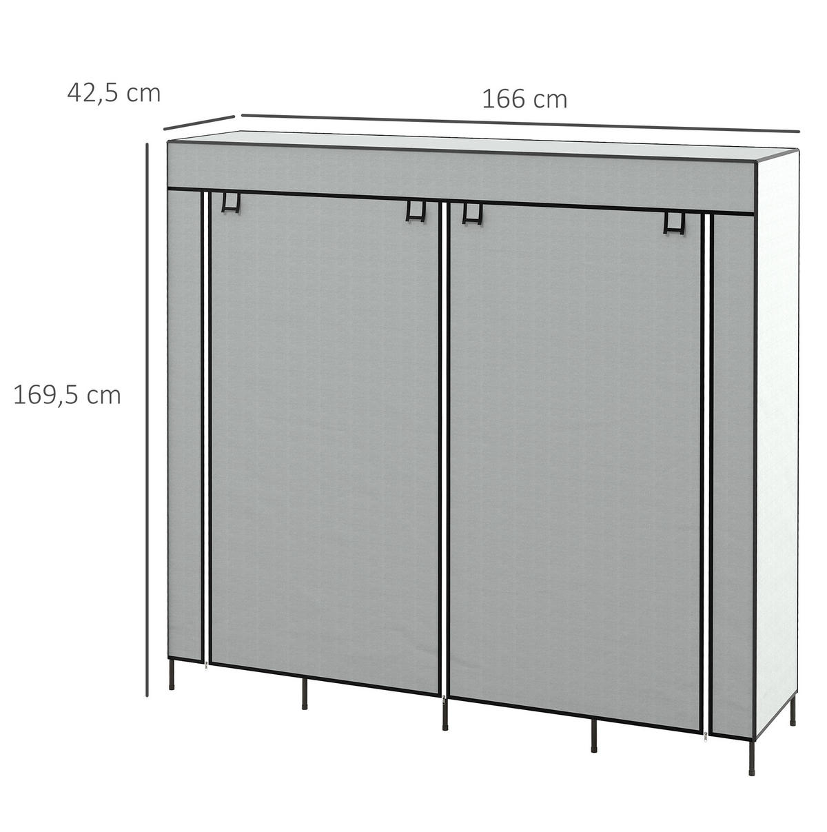KLEIDERSCHRANK 42,5/166/169,5 cm dunkelgrau aus Stahl mit 2 Kleiderstangen und 4 Schubladen - Dunkelgrau, Metall (42.5/169.5/166cm) - OKWISH
