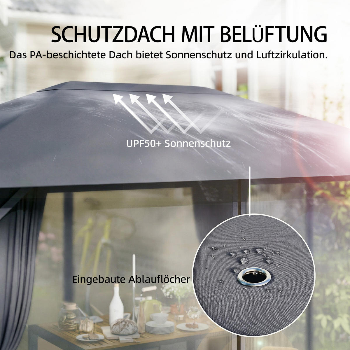 PAVILLON Metall Polyester Dunkelgrau - Dunkelgrau, Textil/Metall (294/255/394cm) - Outsunny