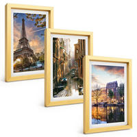BILDER SET 3er Set - 20x30 cm Goldrahmen - Eiffelturm Venedig Amsterdamer Kanäle - Goldfarben, Kunststoff (20/30cm) - TULUP