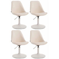 DREHSTUHL 4er Set Lederlook creme - Creme/Weiß, Textil/Metall (48/76/57cm) - CLP