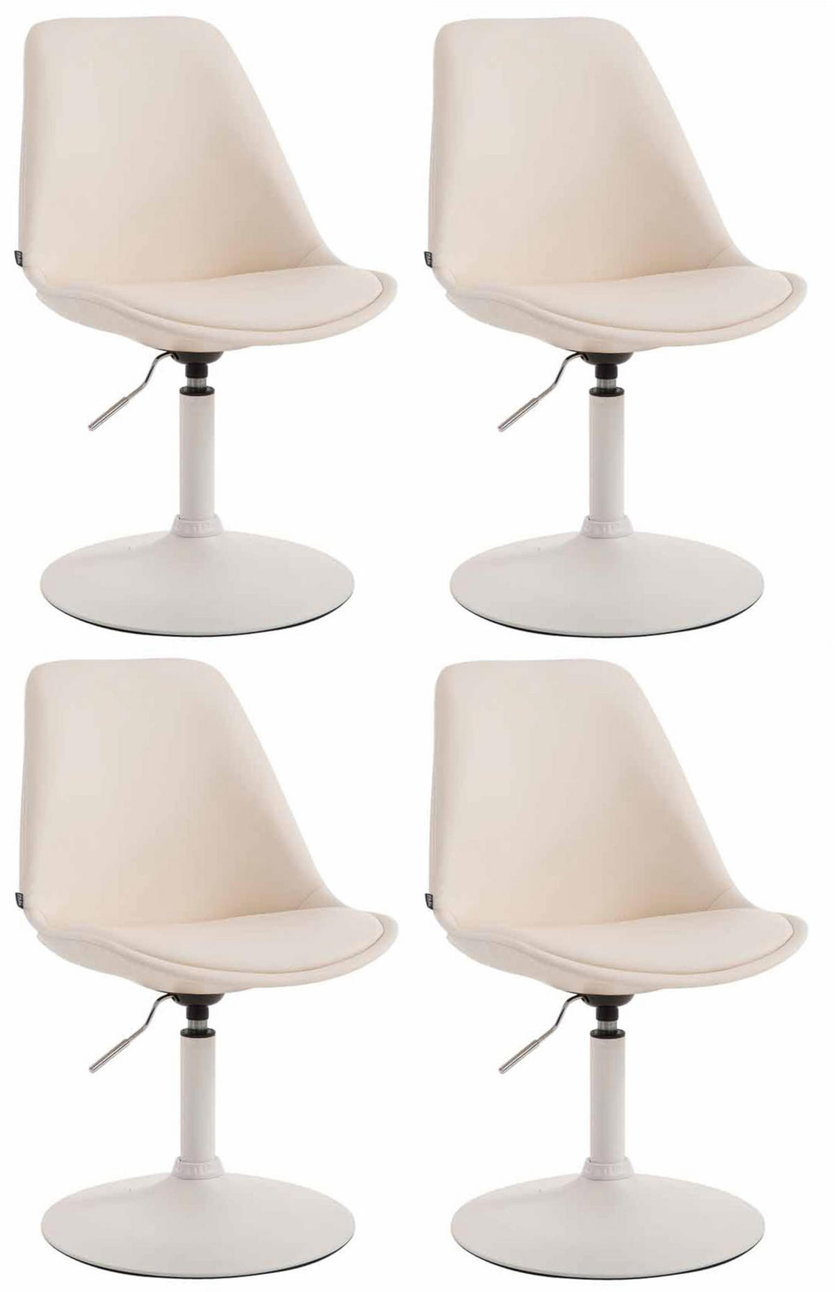 DREHSTUHL 4er Set Lederlook creme - Creme/Weiß, Textil/Metall (48/76/57cm) - CLP