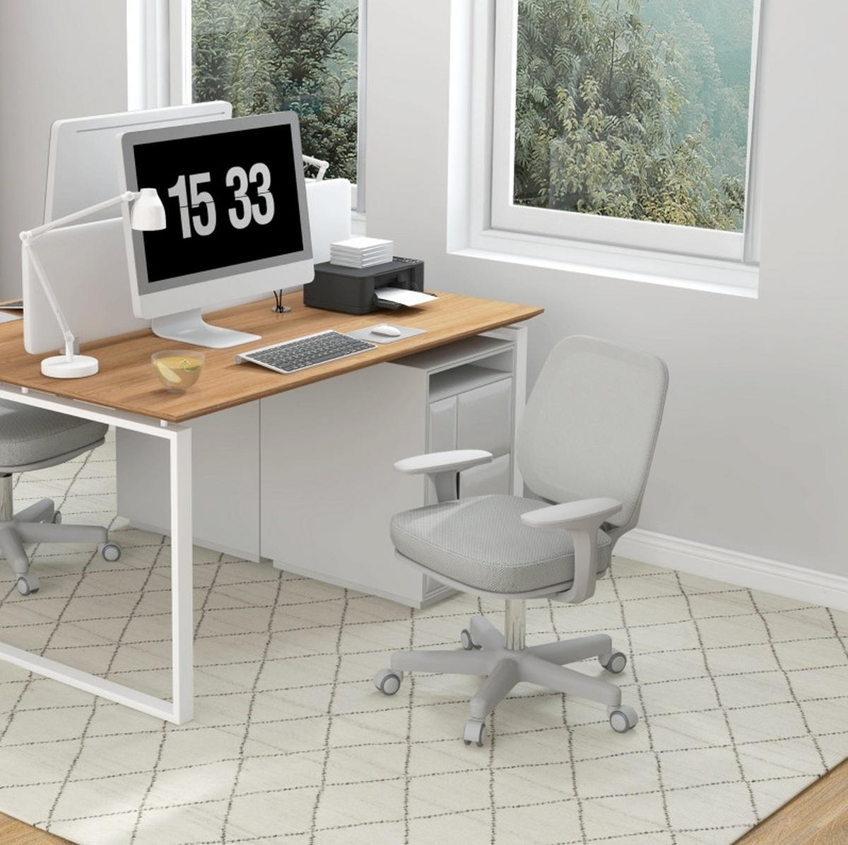 DREHSTUHL 55/82,5-94,5/48 cm Grau aus Polyester höhenverstellbar - Grau, Kunststoff (48/94.5/55cm) - OKMYHOME