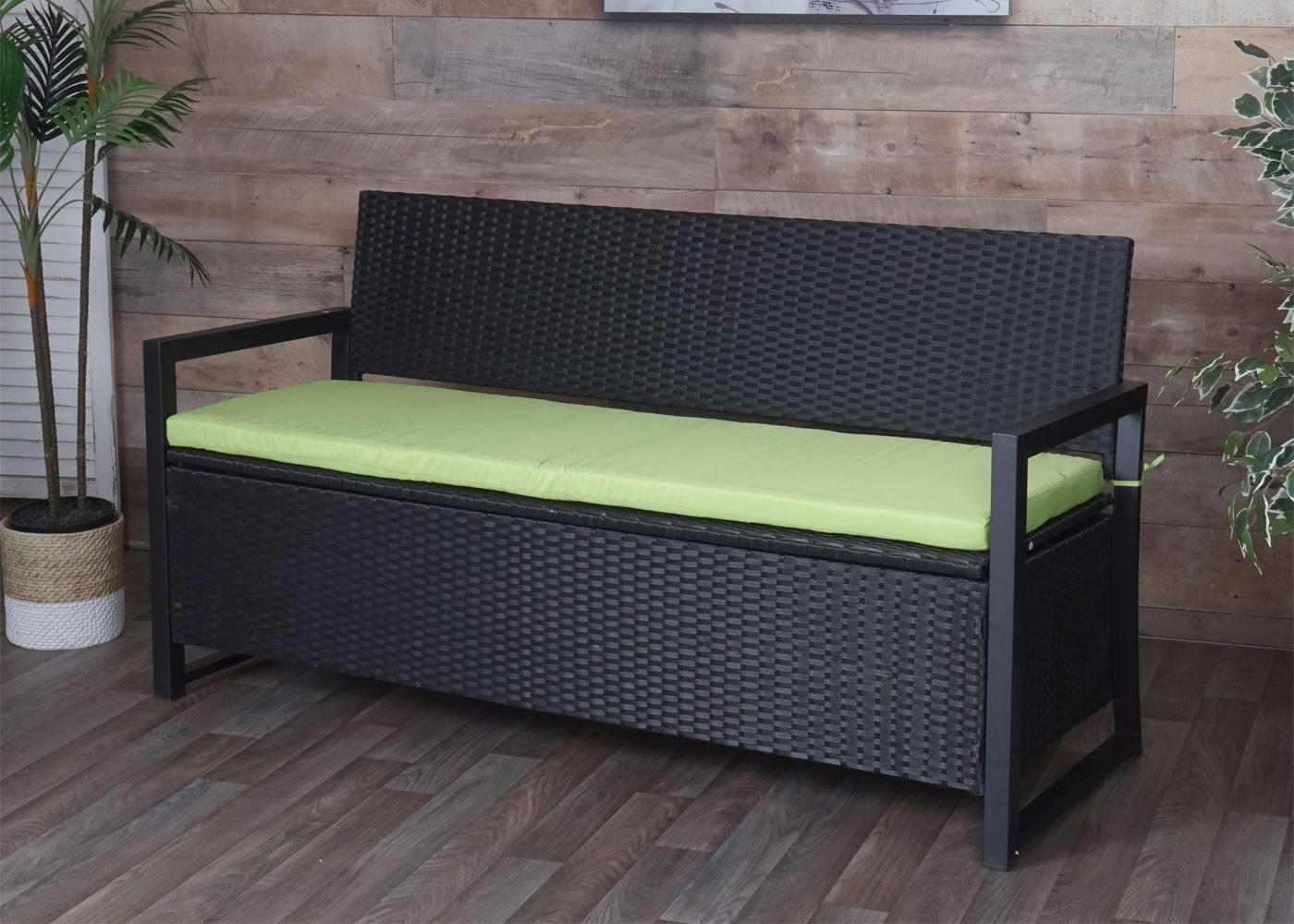 POLY-RATTAN 3ER SITZBANK Anthrazit, Grün - Anthrazit/Grün, Kunststoff (164/87/57cm) - MCW