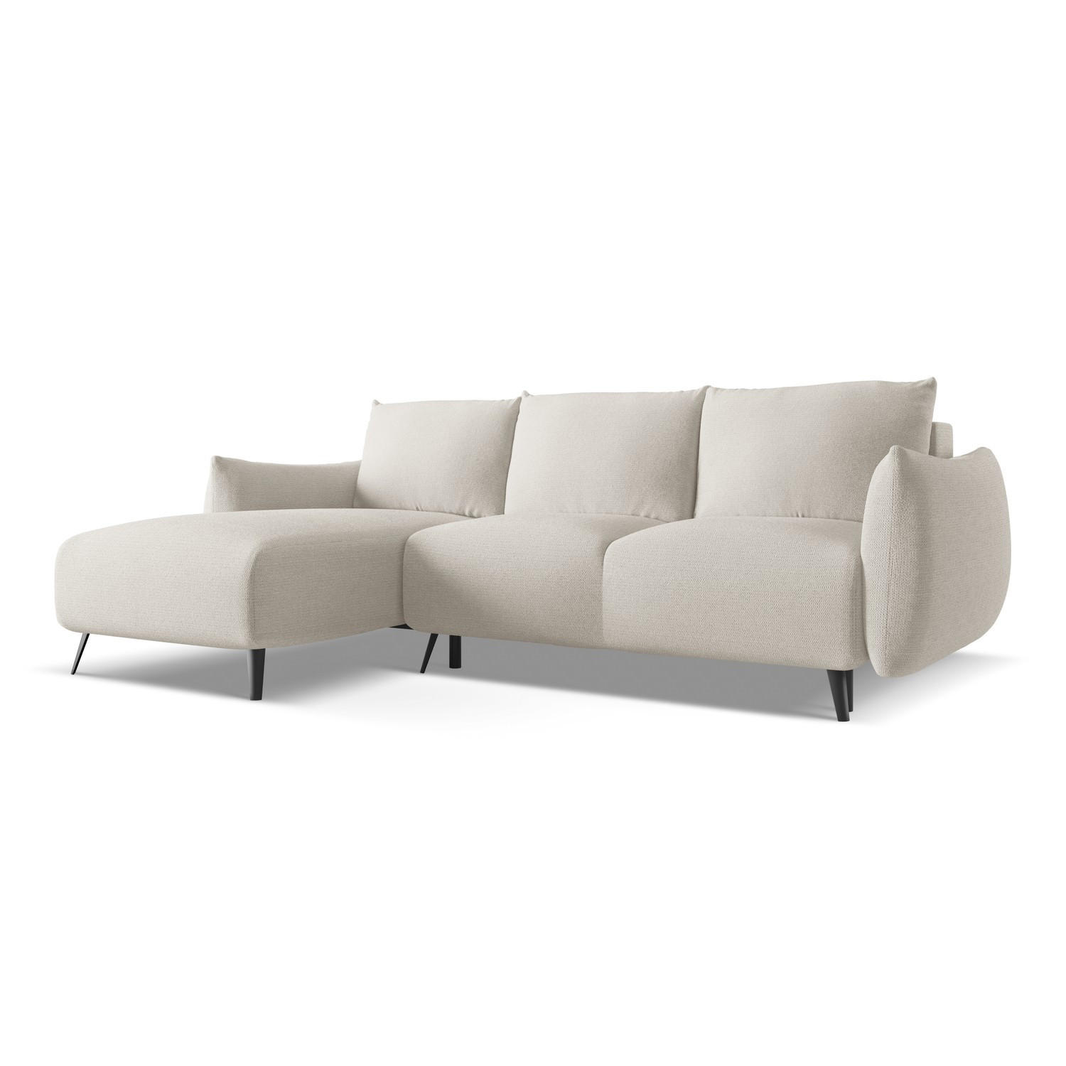 ECKSOFA mit Schlaffunktion Chenille Stoff Grau - Silberfarben/Schwarz, Textil/Metall (162/242cm) - LaMiaSofa