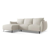ECKSOFA mit Schlaffunktion Chenille Stoff Grau - Silberfarben/Schwarz, Textil/Metall (162/242cm) - LaMiaSofa