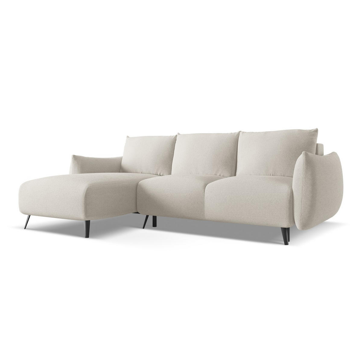 ECKSOFA mit Schlaffunktion Chenille Stoff Grau - Silberfarben/Schwarz, Textil/Metall (162/242cm) - LaMiaSofa