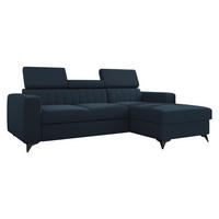 ECKSOFA Milano, Seite: Rechts 2R+LC - Schwarz/Dunkelblau, Holz/Textil (236/172cm) - MIRJAN24
