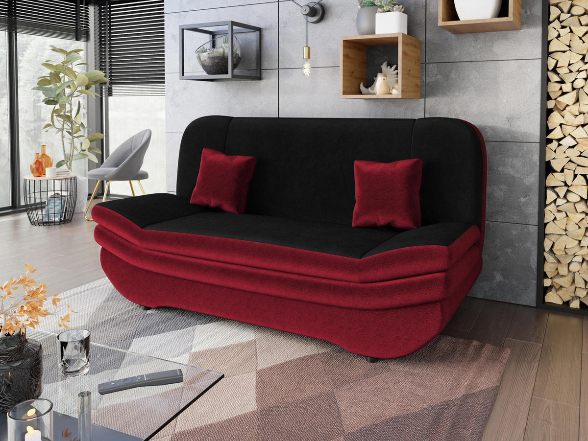 SCHLAFSOFA Weronika - Rot/Schwarz, Holz/Kunststoff (200/95/90cm) - MIRJAN24