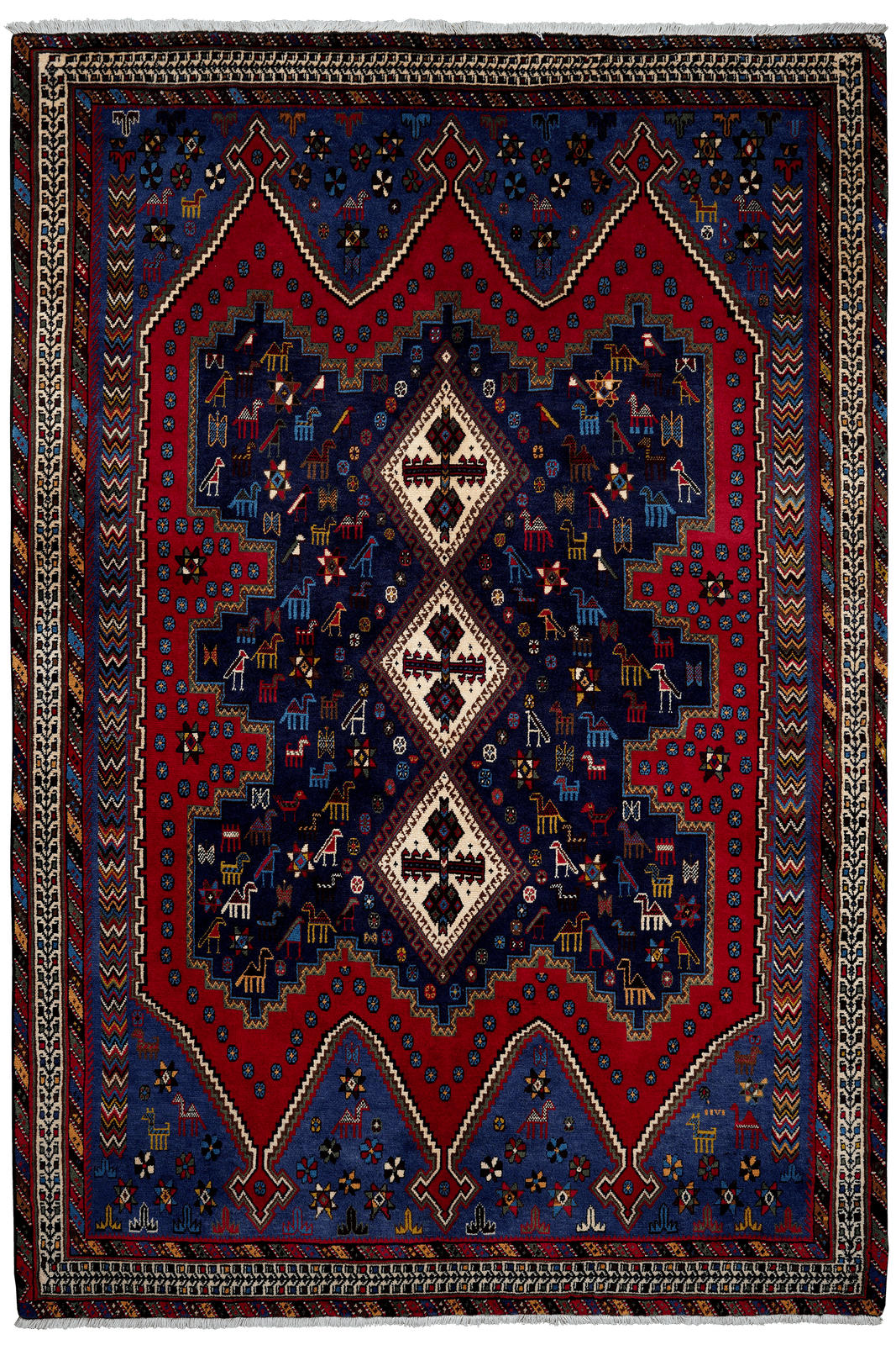 ORIENTTEPPICH handgeknüpft Afshar Rot, Blau 245/167 cm Schurwolle - Blau/Rot, Textil (167/245cm) - Looma
