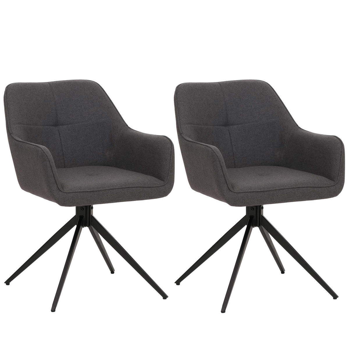 JÍDELNÍ ŽIDLE Černá, šedá, sada 2 ks - šedá/černá, textil (53/80/59cm) - MCW