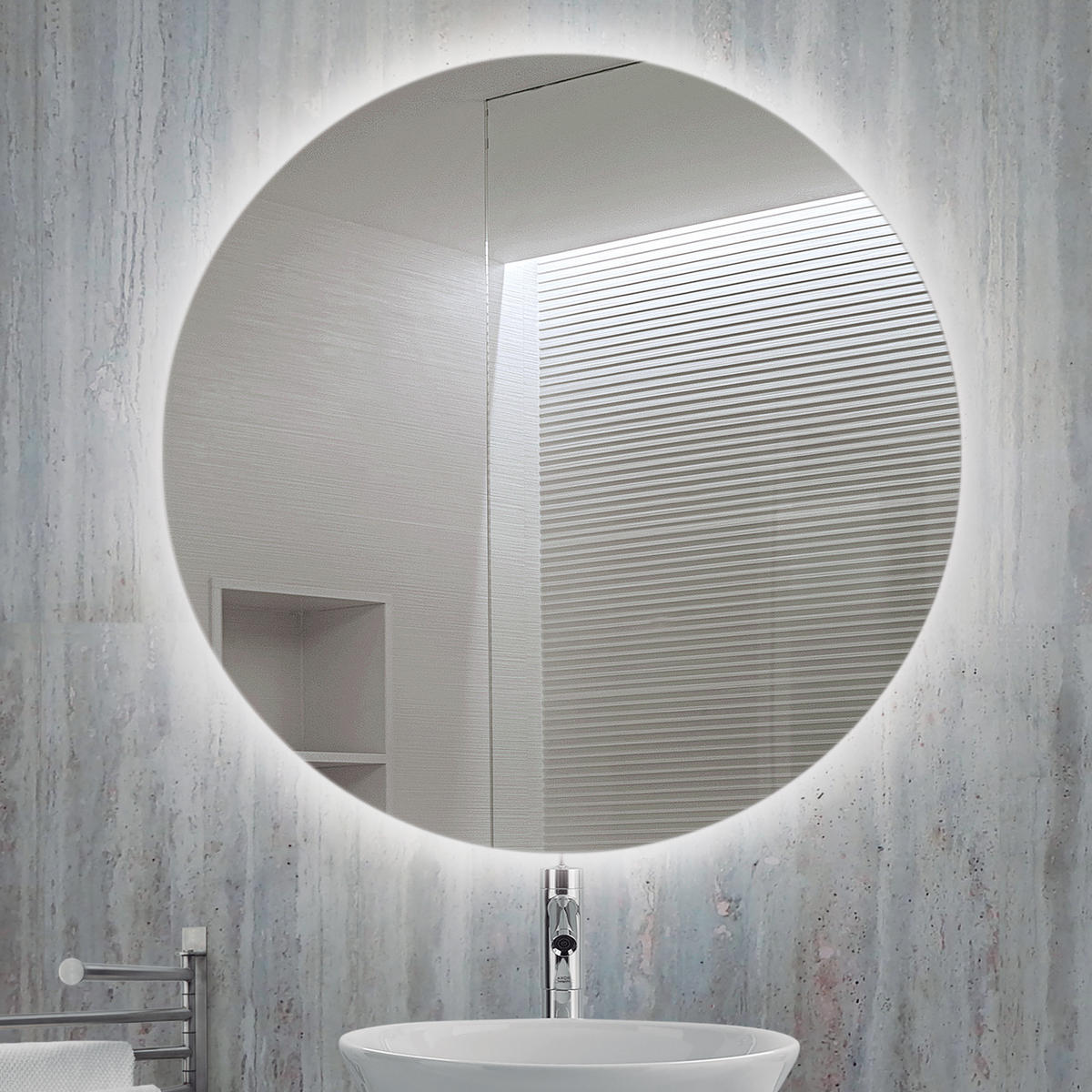 SPIEGEL Cassiopeia mit LED Beleuchtung, durchmesser 60 cm, AC 230V 50Hz, 20 W + 12 W - Multicolor, Metall (67/8/68.5cm) - EMUCA