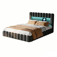 POLSTERBETT 160/200 cm mit USB-Anschlüssen und hydraulischem Stauraum, Leinen, Grau - Grau, Holz/Metall (160/200cm) - PARAFTA HOME