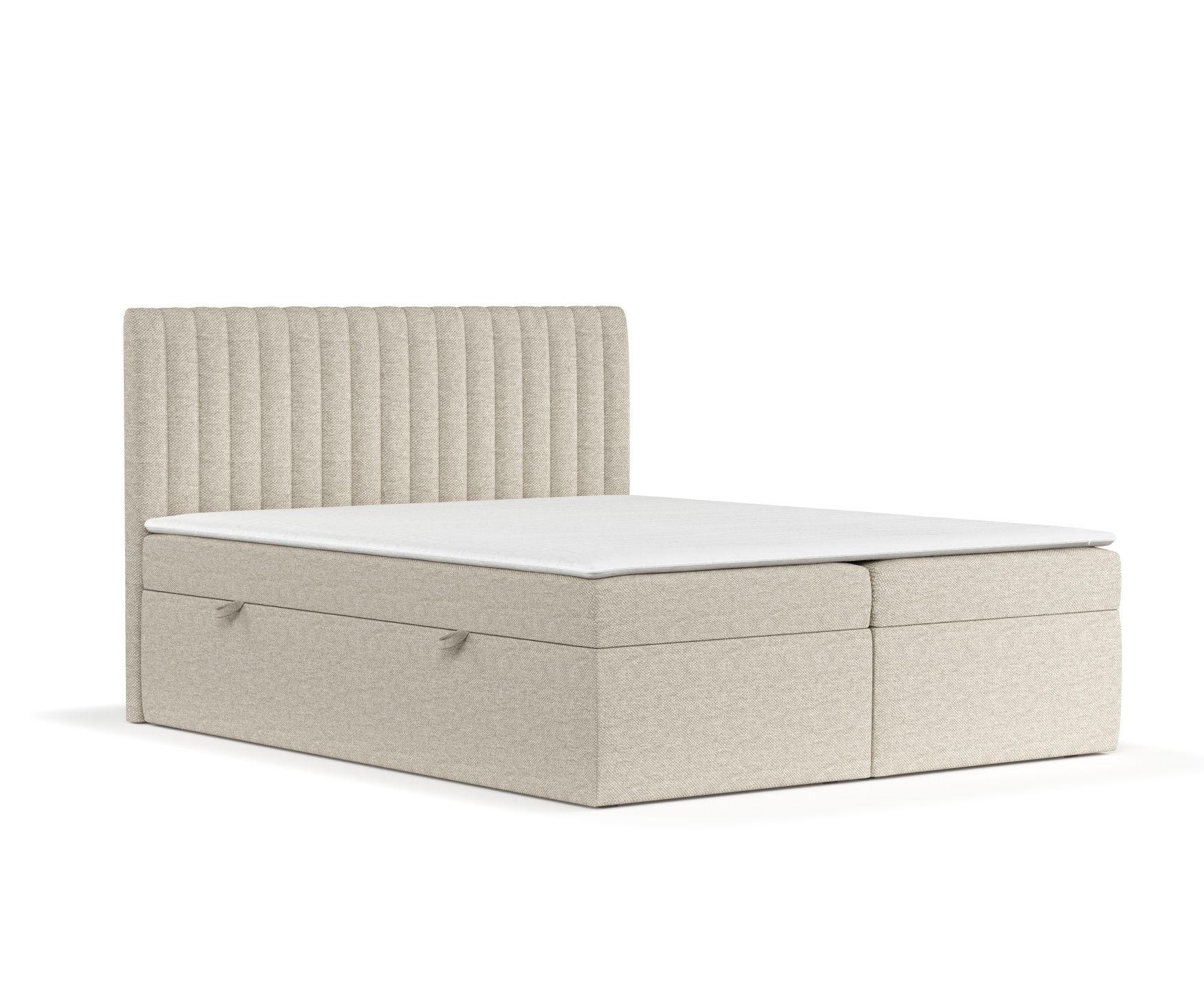 BOXBETT Spencer Beige 140/200 cm mit Matratze und Topper - Beige/Schwarz, Holz/Holzwerkstoff (140/200cm) - Maison de Reve