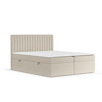 BOXBETT Spencer Beige 140/200 cm mit Matratze und Topper - Beige/Schwarz, Holz/Holzwerkstoff (140/200cm) - Maison de Reve
