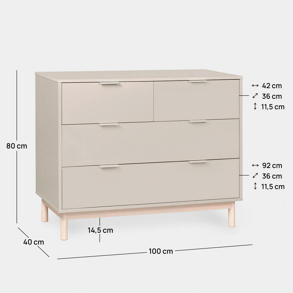 KOMMODE MIT SCHUBLADEN Elian Grau 100 cm x 80 cm - Grau, Holzwerkstoff (100/80/40cm) - Klast Home