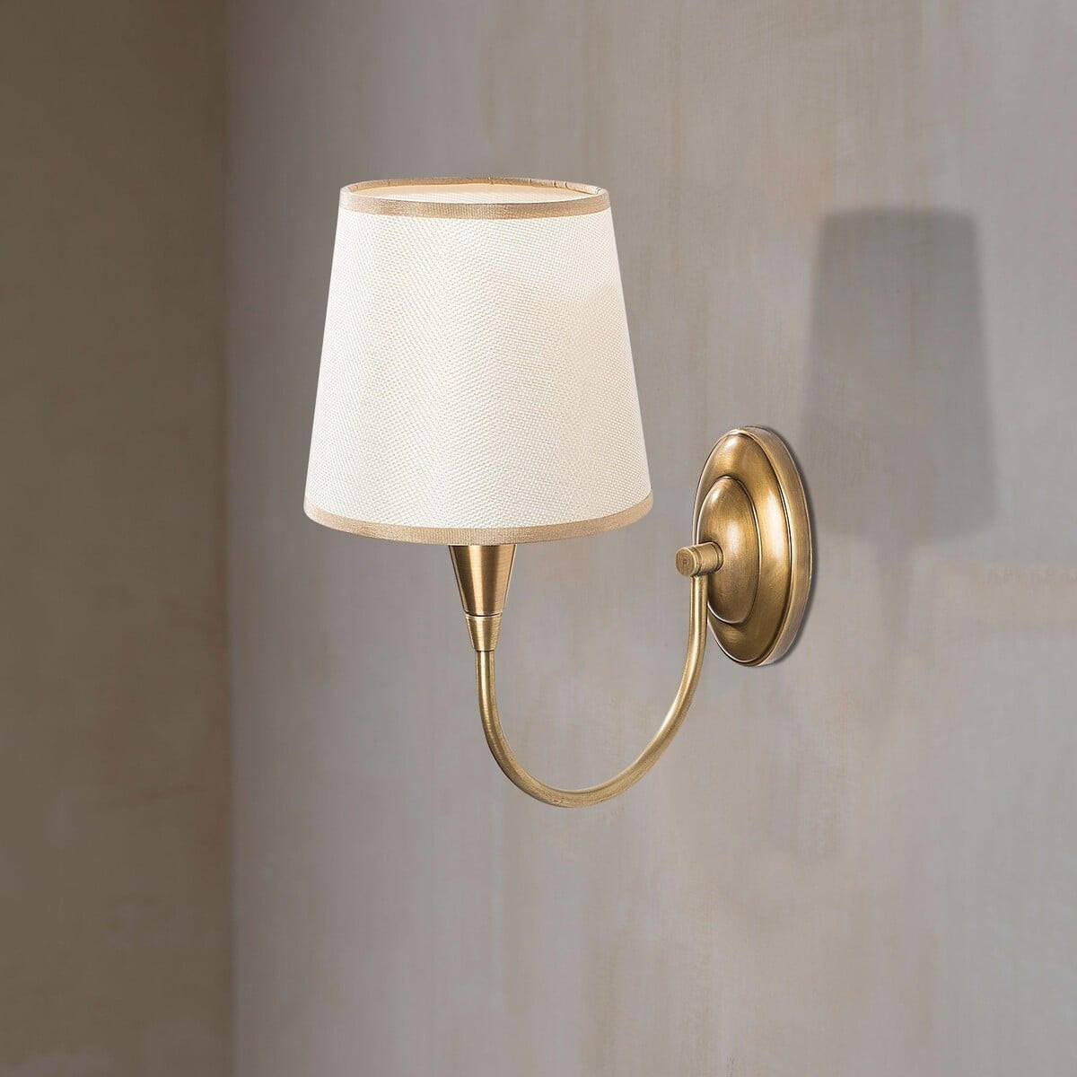 WANDLAMPE aus antikem bronze-metall und stoff - pardo 16/28/31 cm - Bronzefarben, Metall (28/28/31cm) - Calicosy