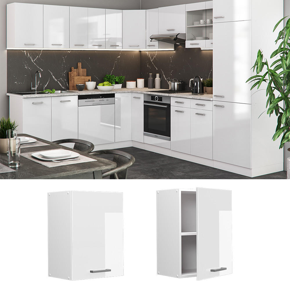 HÄNGESCHRANK R-Line Weiß Hochglanz 45 cm - Weiß Hochglanz/Weiß, Holzwerkstoff (45/60/31cm) - Vicco