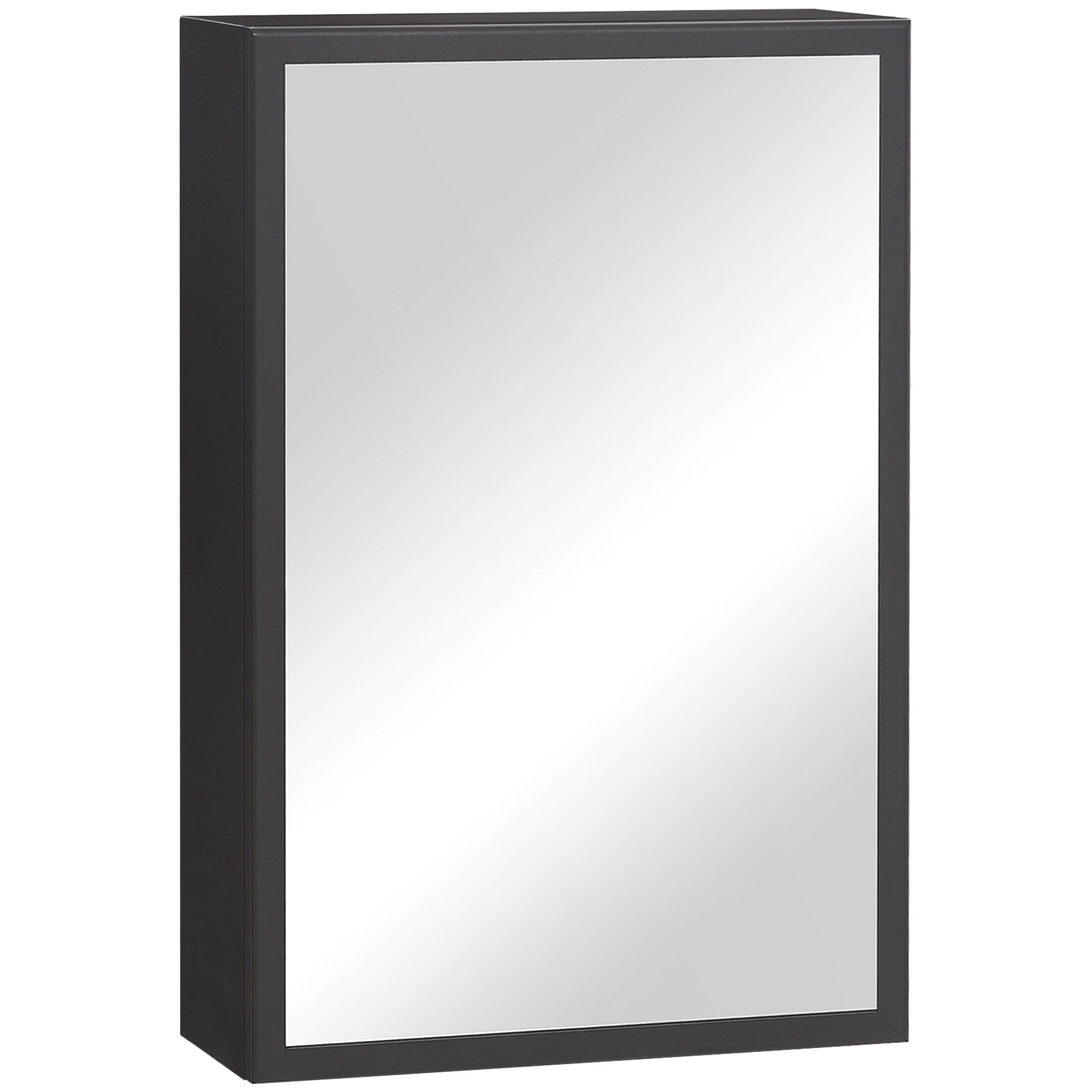SPIEGELSCHRANK mit 3 Schichten, für Badezimmer, Schlafzimmer, Edelstahl, Schwarz - Schwarz, Glas (15/60/40cm) - Kleankin