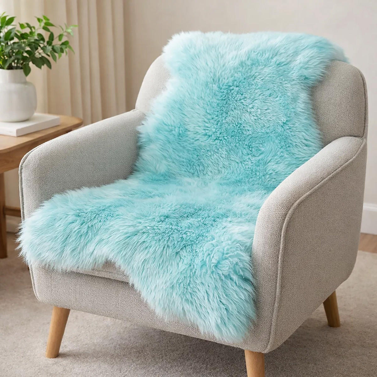 LAMMFELL Öko bunt gefärbt weich Fell Teppich Türkis ca. 110 cm - Türkis, Fell (60/110cm) - Provellus