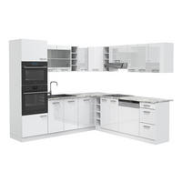 ECKKÜCHE R-Line Weiß Hochglanz/Weiß 237 x 60 cm ohne AP - Weiß Hochglanz/Weiß, Holzwerkstoff (247/81.6/46cm) - Vicco
