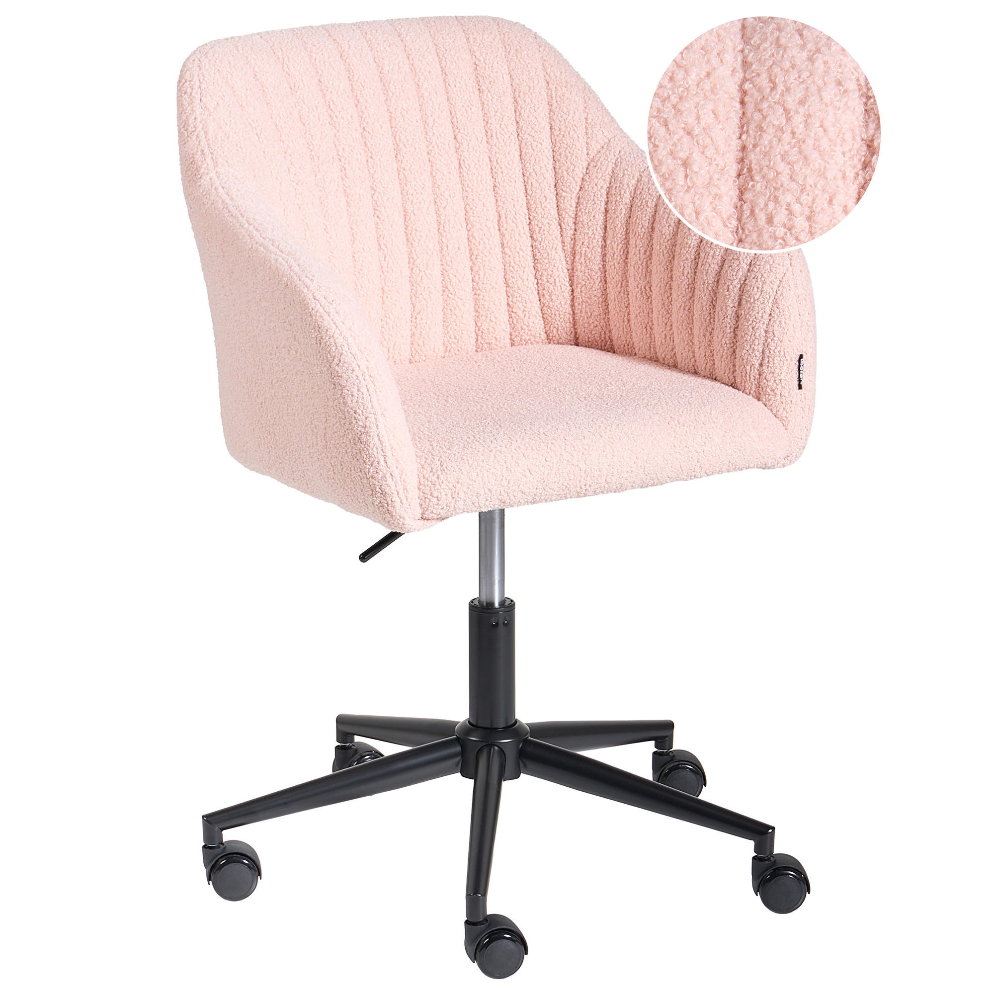 SCHREIBTISCHSTUHL Bouclé Pastellrosa Venice - Pink, Textil (64/79/64cm) - Beliani