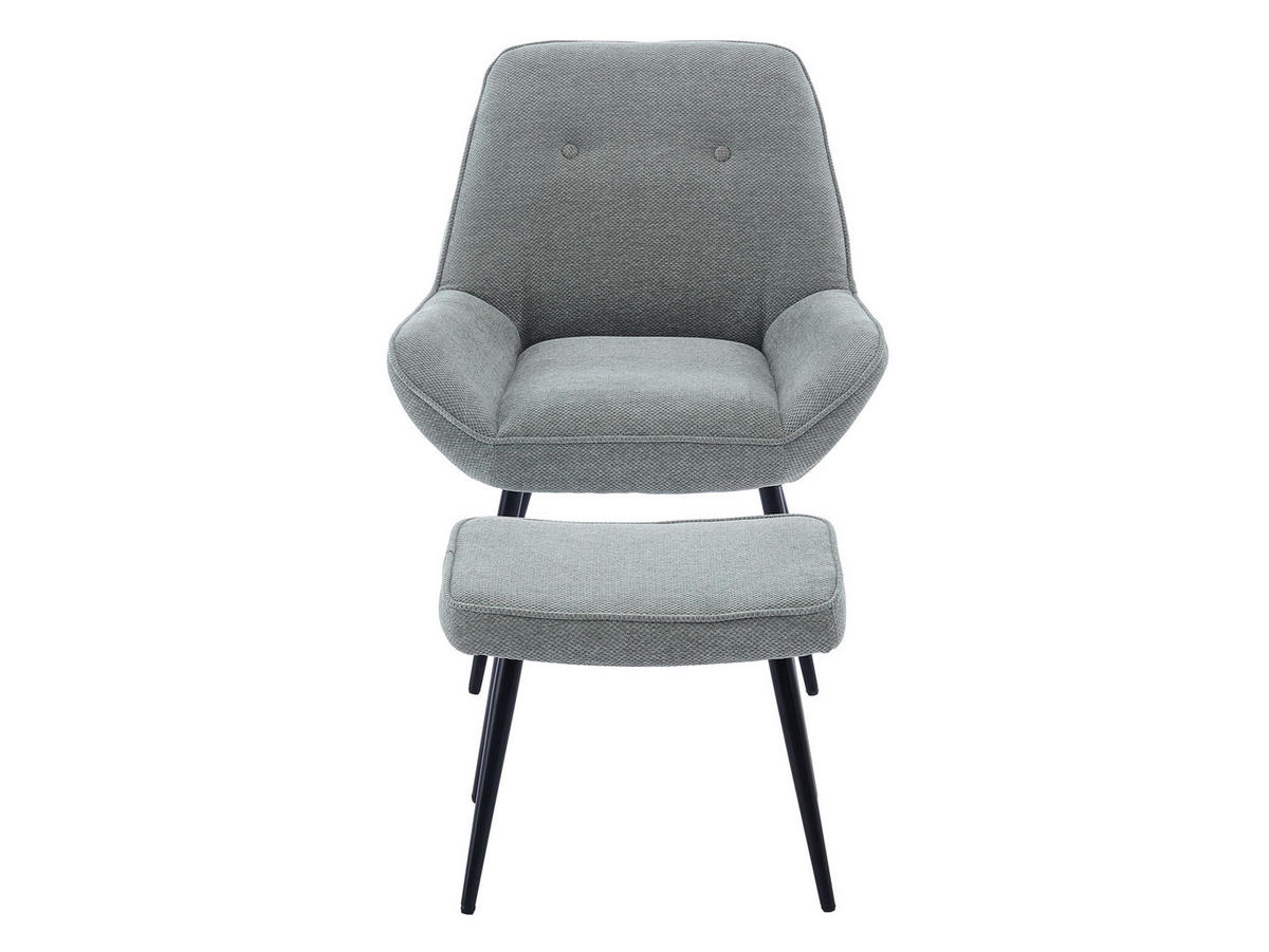 SESSEL Zorto Muz 809B mit Fußbank - Schwarz/Grau, Holz/Textil (73/89/73cm) - MIRJAN24