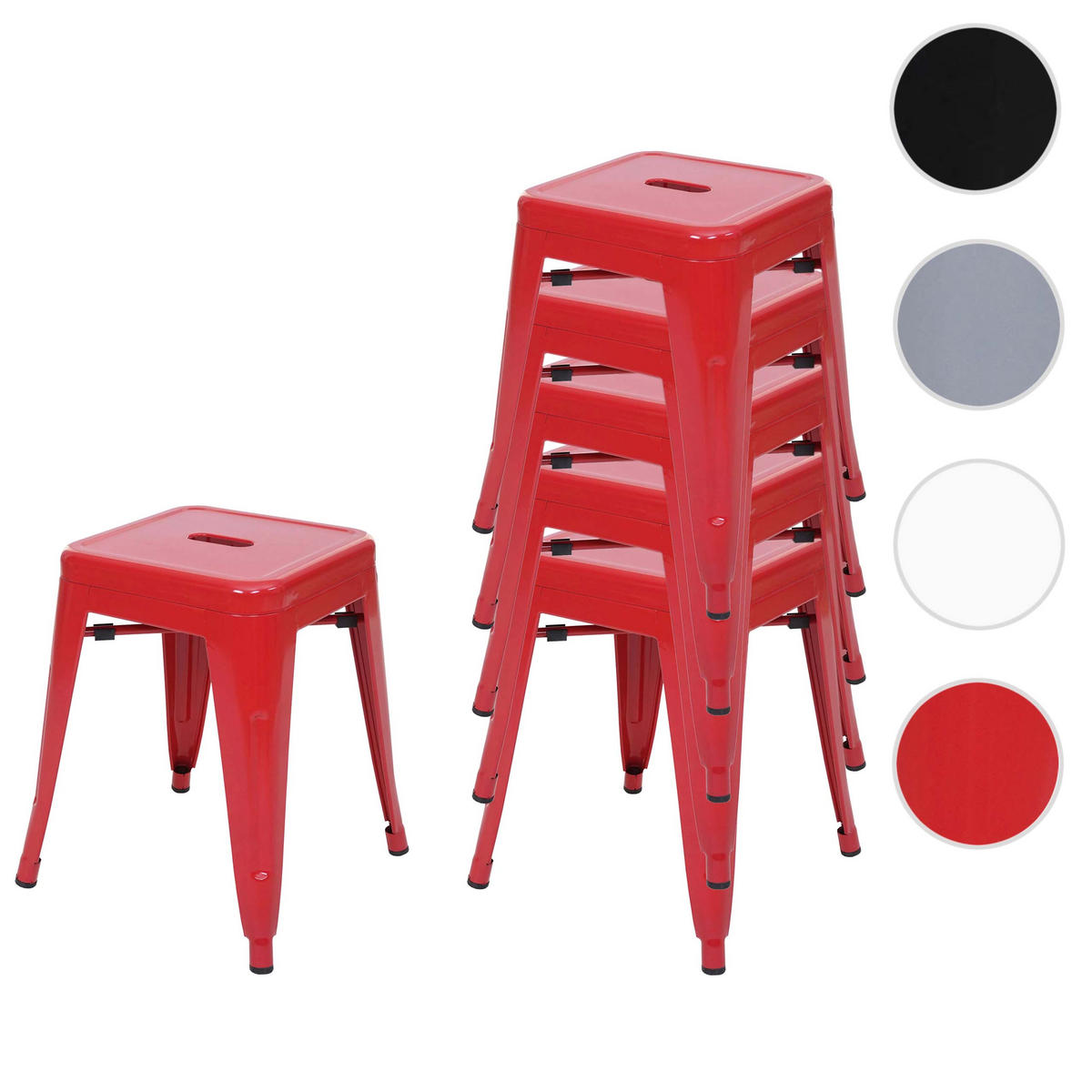 HOCKER METALL Rot 6er-Set - Rot, Metall (39/46/39cm) - MCW