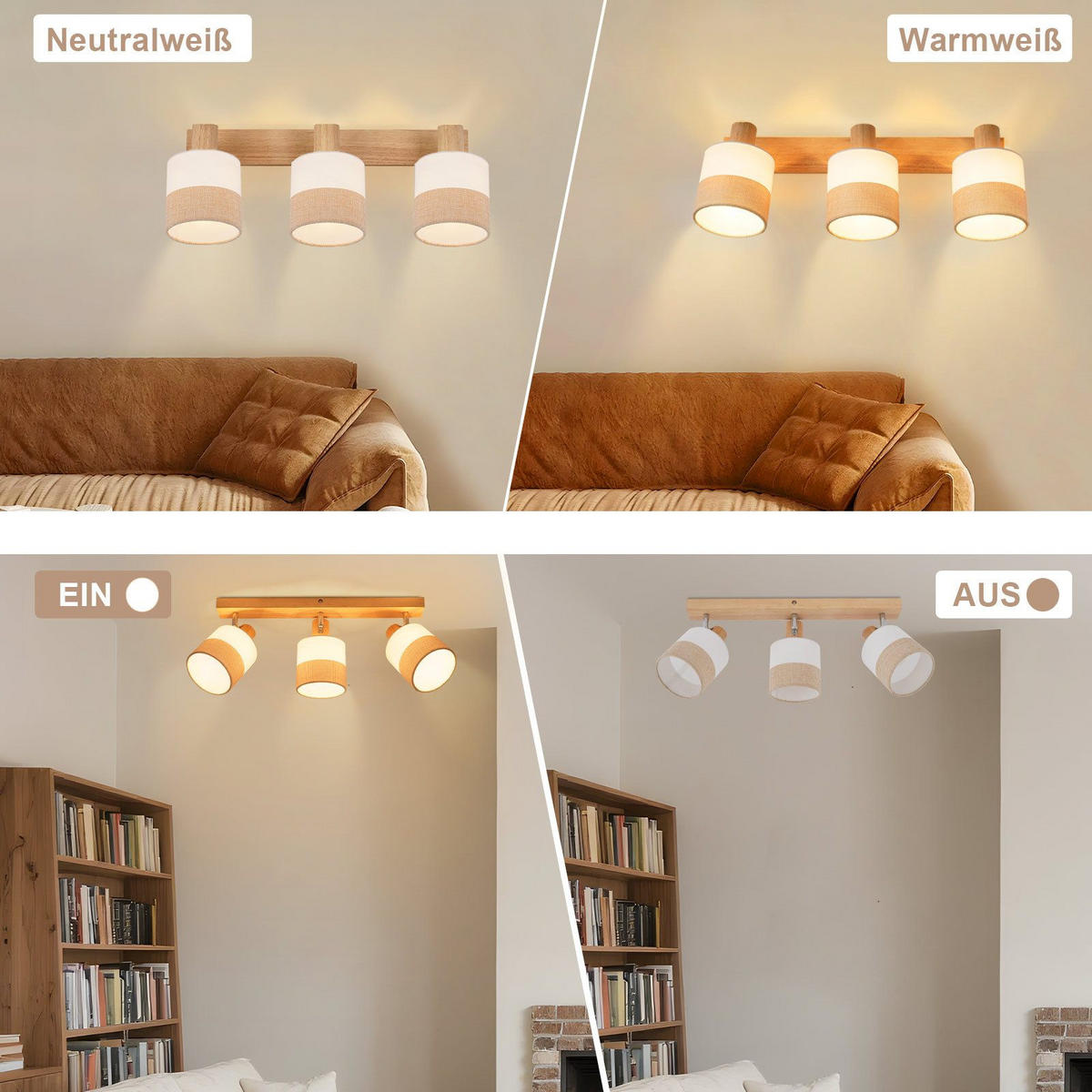 DECKENLEUCHTE FOSTER II 16/48/13 cm - Braun, Textil (48/16/13cm) - Nettlife