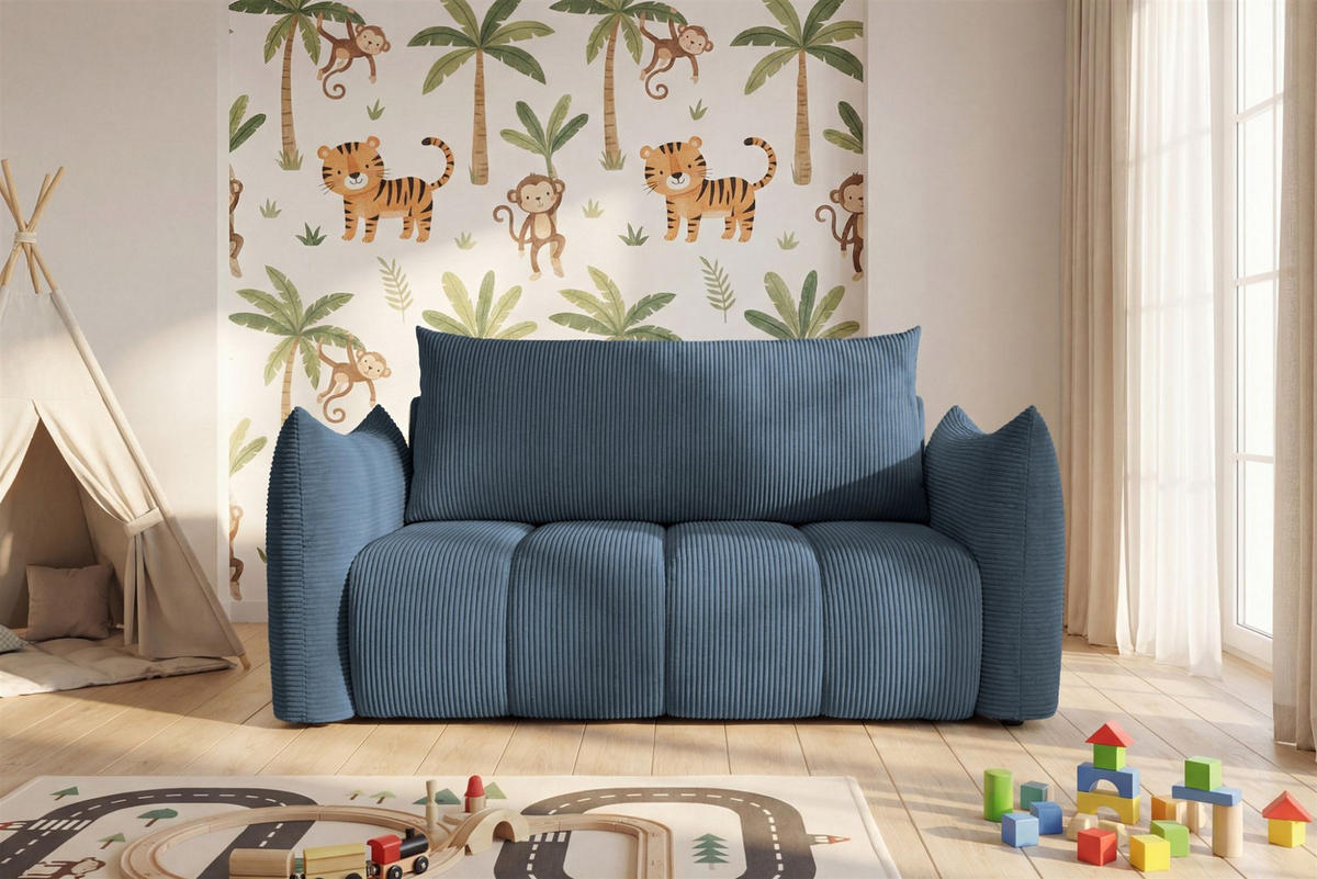 SOFA 2er-sitzer Ontario Mit Liegefunktion - Blau, Holzwerkstoff/Textil (162/86/101cm) - Fun Möbel