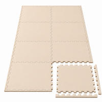SPIELMATTE mit Rand - 8er Set - Puzzlematte - 50x50 cm - Weiß - Beige, Kunststoff (50/50cm) - Littletom