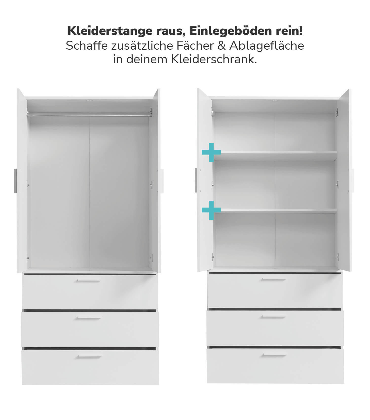 EINLEGEBÖDEN 2er-Set Die Ableger - Weiß, Holzwerkstoff (87/53/1.5cm) - Mokebo
