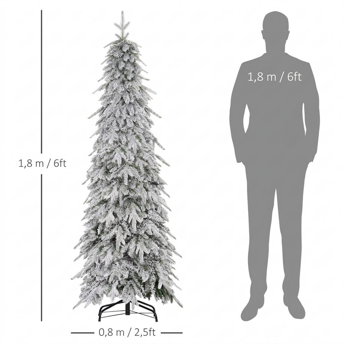 WEIHNACHTSBAUM DE-41592 180 cm, 600 Zweige, Kunstschnee Grün - Grün, Kunststoff (180cm) - ComfortXL