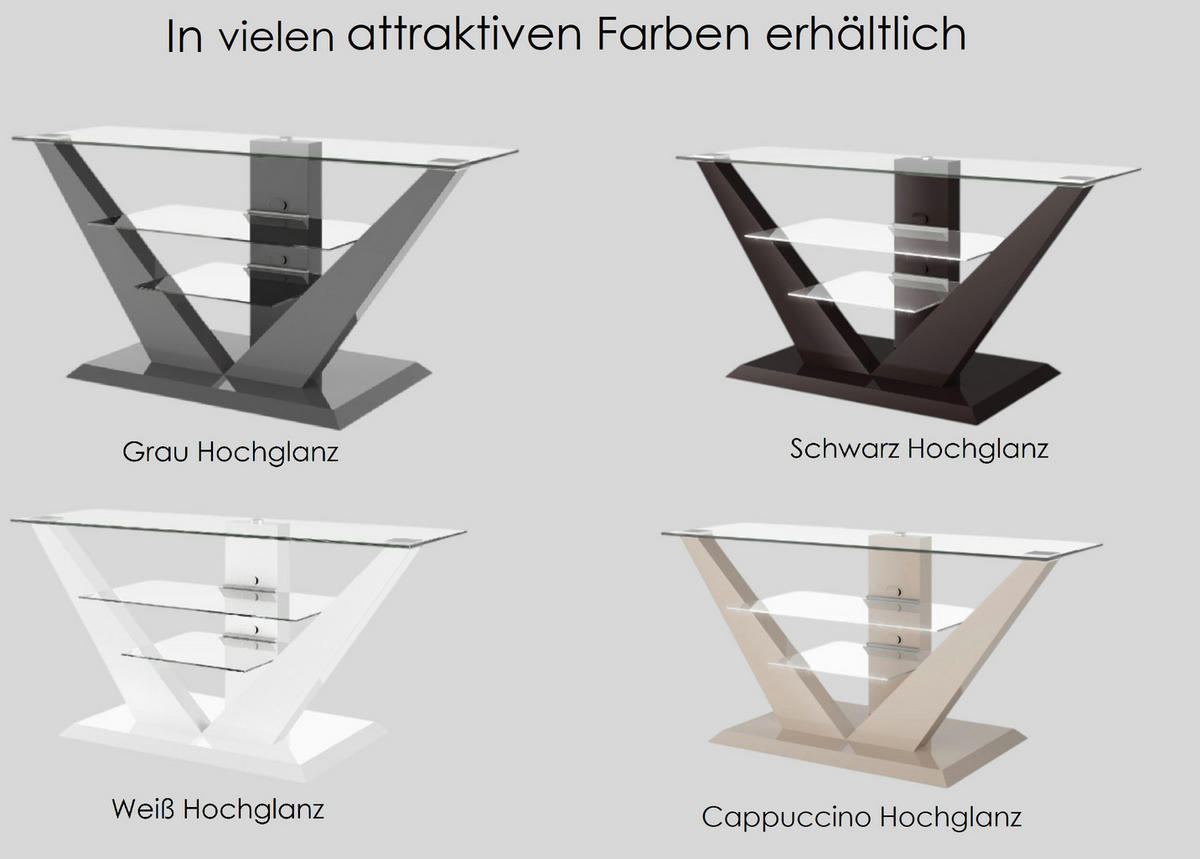 FERNSEHTISCH rechteckig Weiß Hochglanz Glas 140/65/53 cm - Weiß Hochglanz, Holzwerkstoff (53.5/65/140cm)