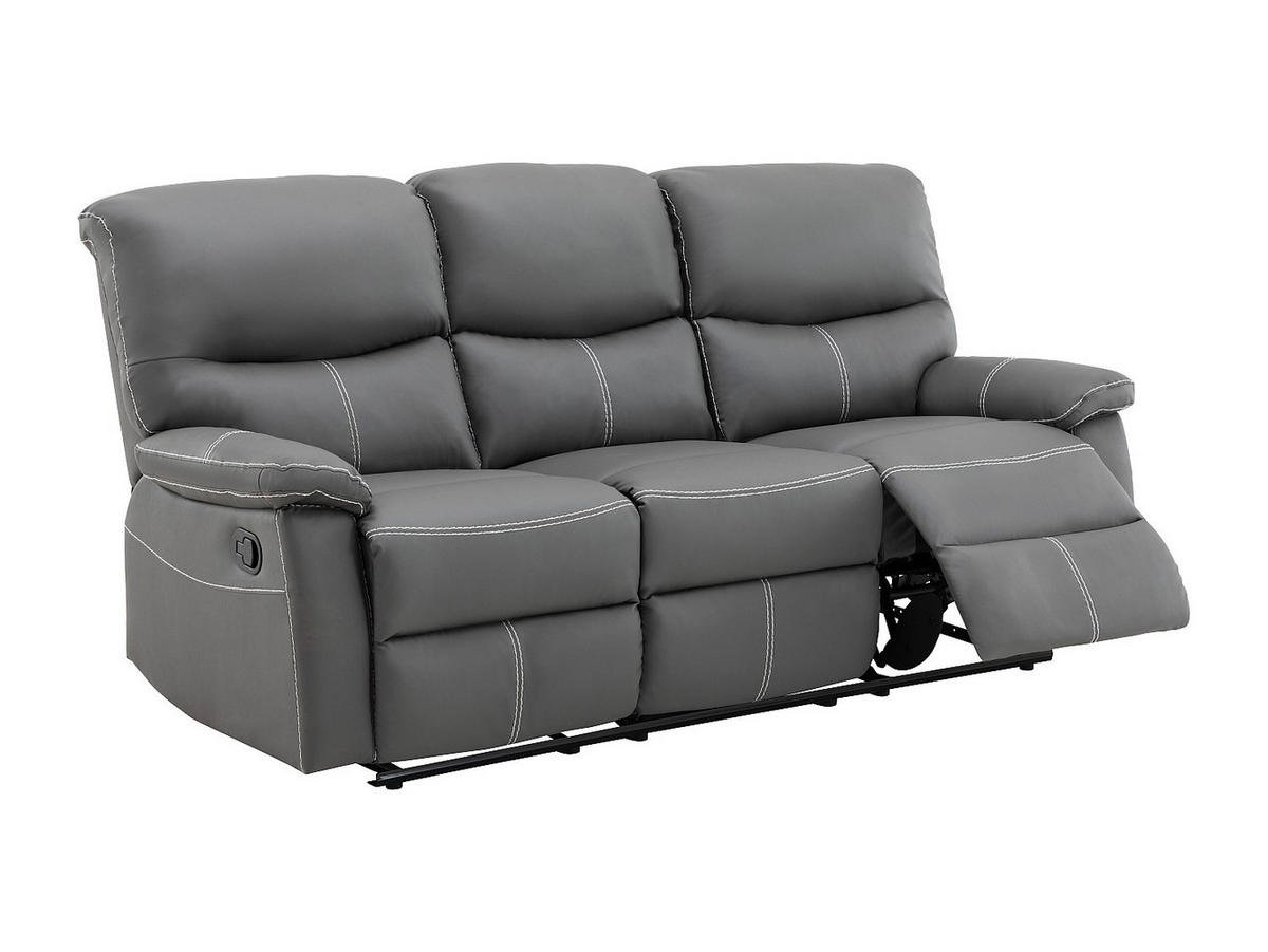 RELAXSOFA - 3 Personen - kunstleder - grau Canby - Grau, Leder (183/95/90cm) - Vente-Unique